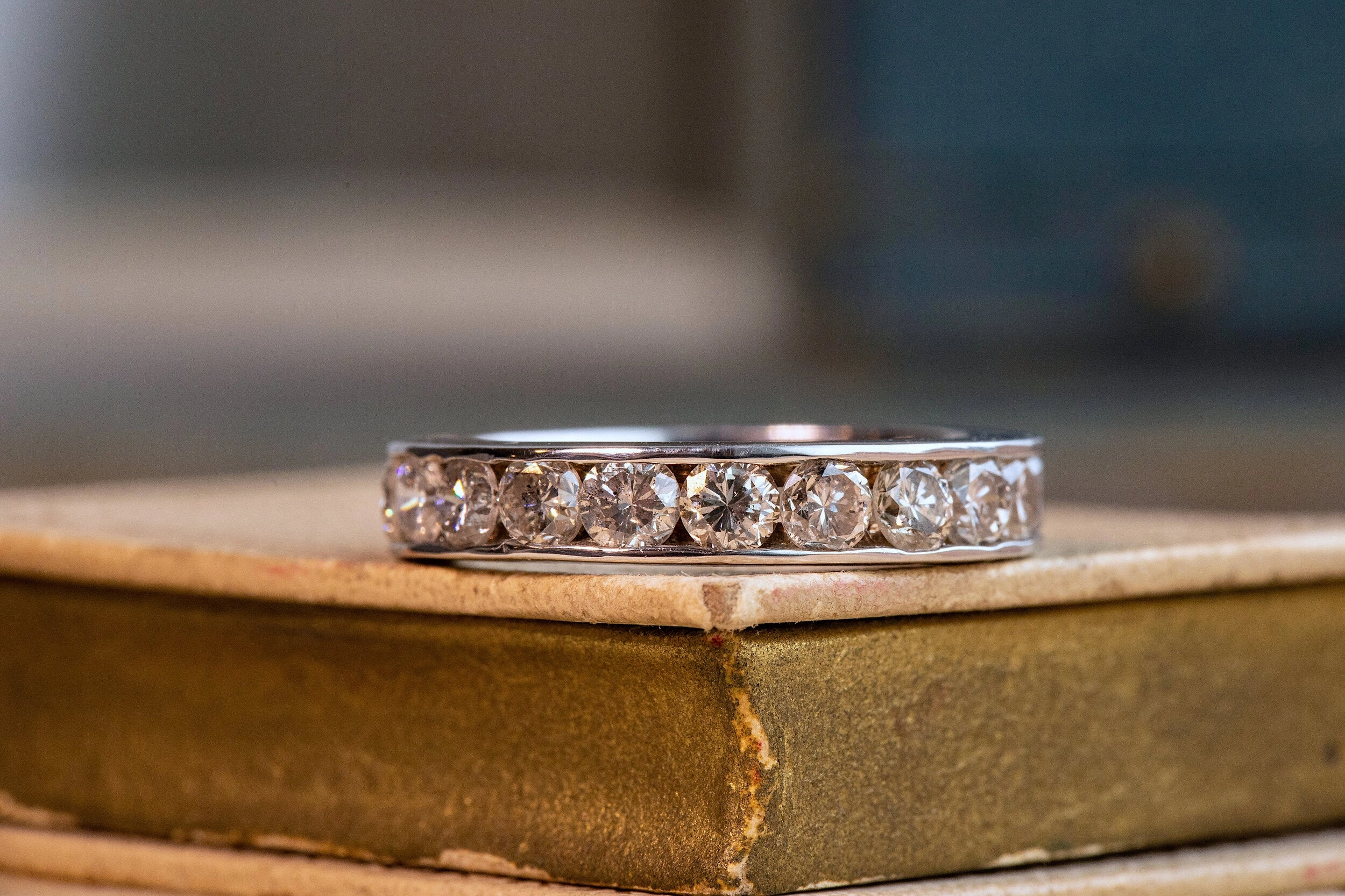 Vintage 14k White Gold 2.20 CTW Warm Diamond Eternity Band