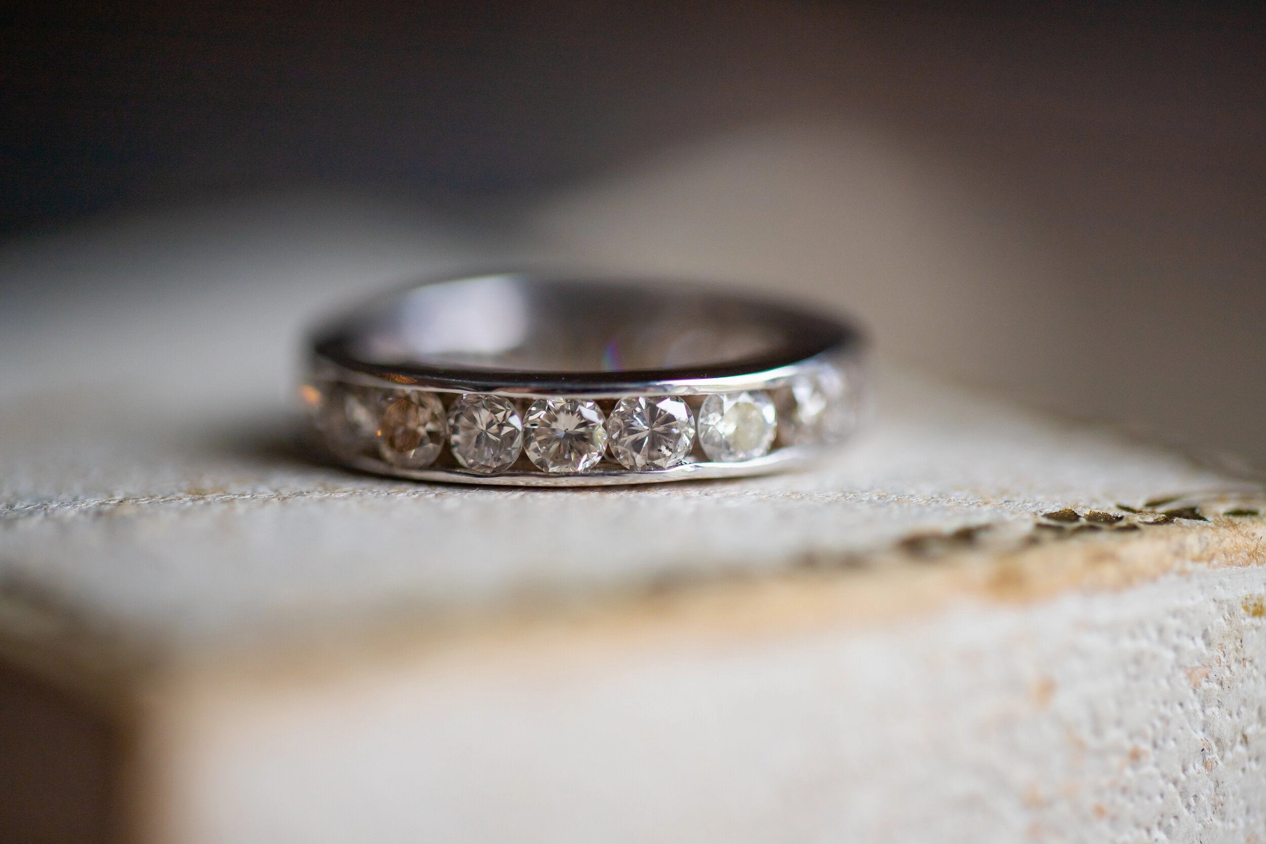 Vintage 14k White Gold 2.20 CTW Warm Diamond Eternity Band