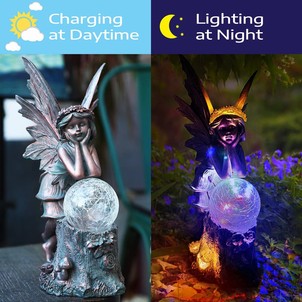 Vintage Fairy Angel Garden Statues with Solar Lights
