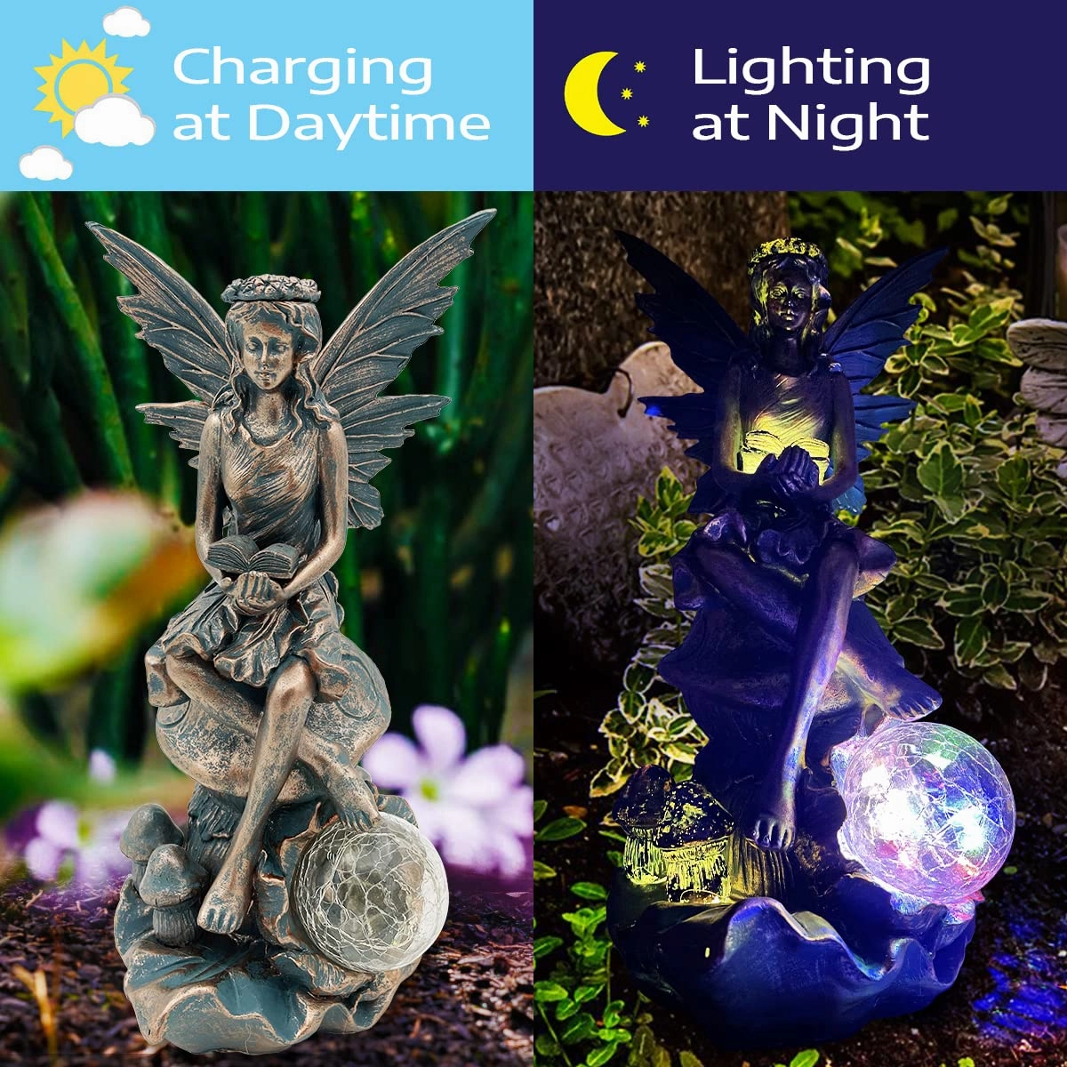 Vintage Fairy Angel Garden Statues with Solar Lights