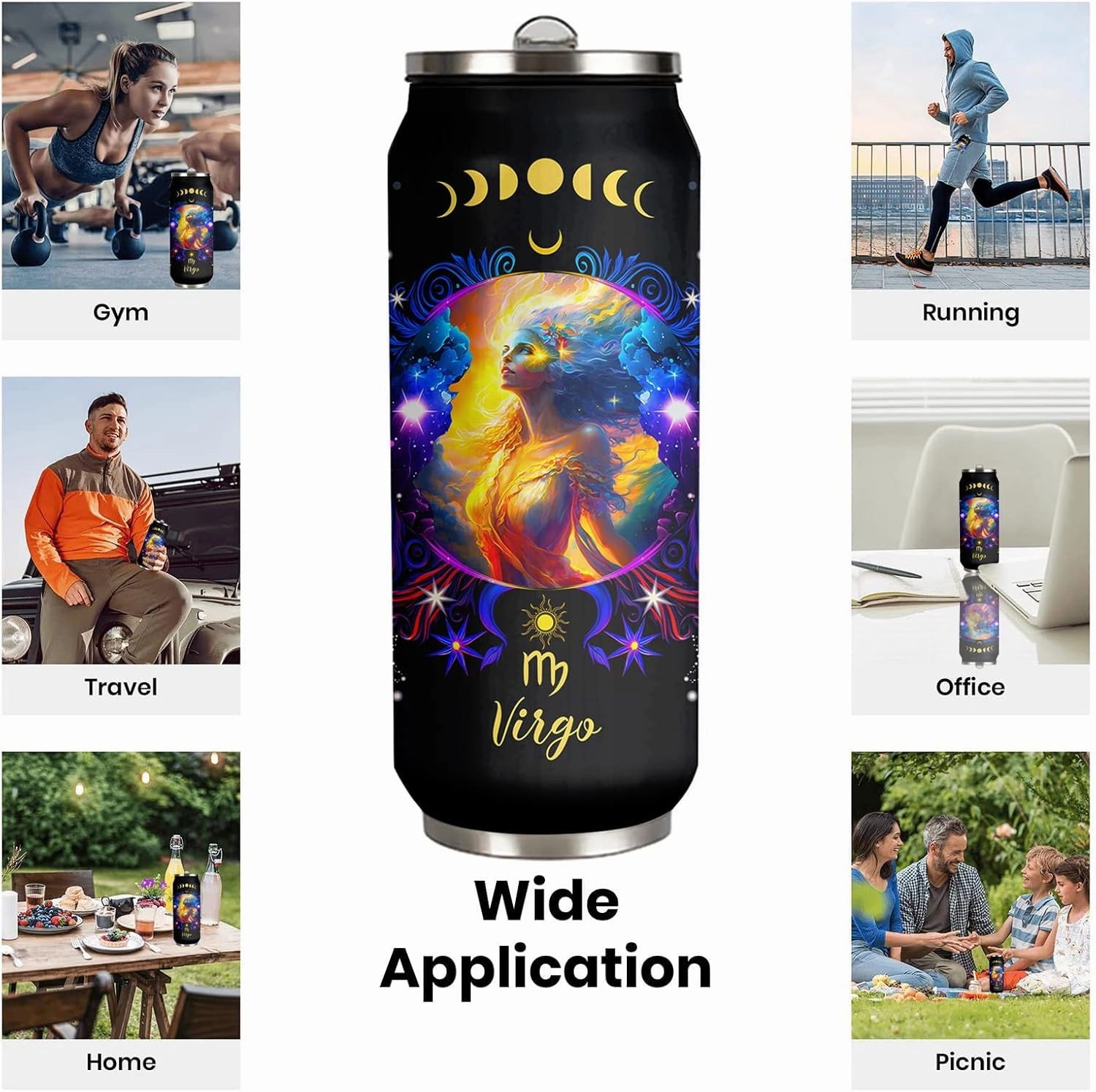 Virgo Constellation Tumbler - Zodiac Stainless Steel Cup for Men Women Astrology Fans - Birthday Gift With Straw Lid - 17 Oz Coffee Mug Car Cup