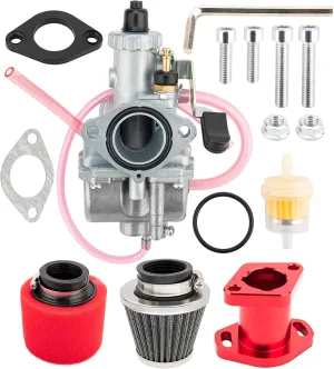 VM22 26mm Carburetor for Mikuni Performance Predator 212cc GX160 GX200 CT200U 196cc KT196 Pit Dirt Bike Mini Bike With 38mm Air Filter Intake Pipe Mainfold Kit