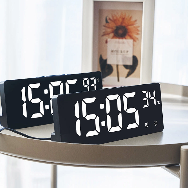 Voice Control Digital Alarm Clock Temperature Dual Alarm Snooze Desktop Table Clock Night Mode 12/24H LED Clock Watch