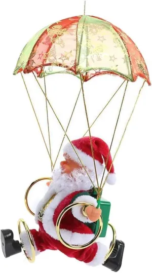 VOSAREA Electric Santa Claus Parachute Toy Parachute Santa Playthings Funny Christmas Toy Gift(No Battery) Stocking Stuffers