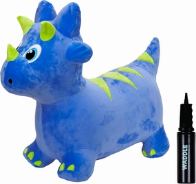 WADDLE Bouncy Hopper Inflatable Animal Hopping Plush, Indoor and Outdoor Toy for Toddlers and Kids, Pump Included, Boys and Girls Ages 2 Years and Up (Triceratops)