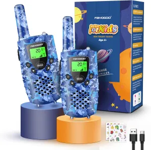 Walkie Talkies for Kids Long Range 4 Miles,Rechargeable Kids Walkie Talkies 2 Pack with Flashlight, Christmas Birthday Toys Gifts Ideas Present for 3 4 5 6 7 8-10-12 Year Old Boys Girls(Blue)
