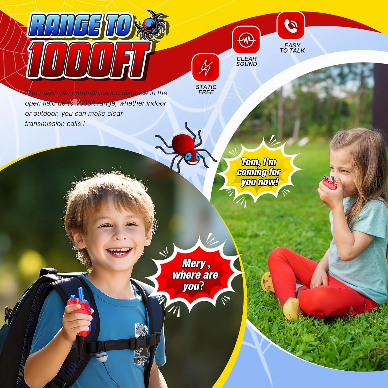 Walkie Talkies Toys for Kids : Gifts for Boys Ages 3 4 5 6 7 8 9 10 Kid Walkie Talkies 2 Pack Outdoor Hiking Toy for 5-7 Year Old Boy Birthday Gift 2 Way Radio for Boys Kids Age 3-12