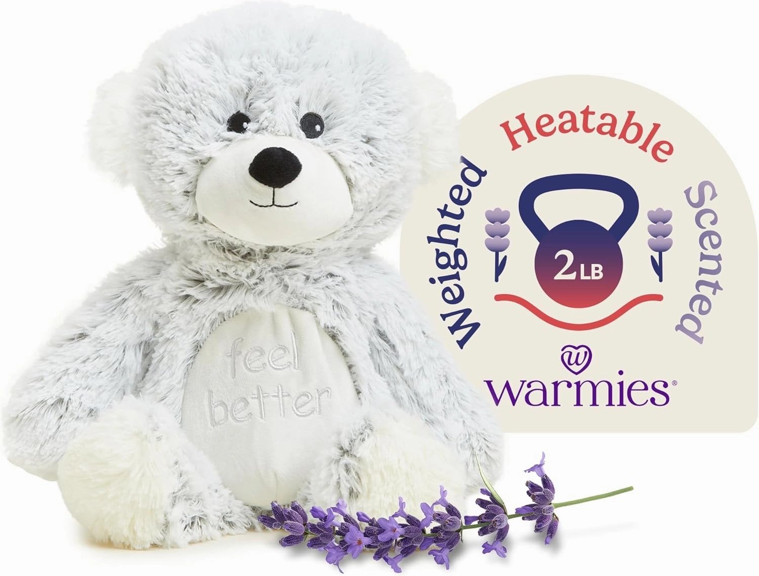 warmies Microwavable & Weighted Stuffed Animals, Feel Better Bear - Heated Stuffed Animal Plushie for Warmth & Comfort - Cute Soft Plush Toys for Adults & Children (Boys, Girls, Babies & Toddlers)