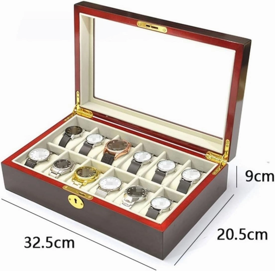 Watch Box Case Modern Creative Wood Organizer Display Holder Jewelry Clear Men(32.5 * 20.5 * 9cm)