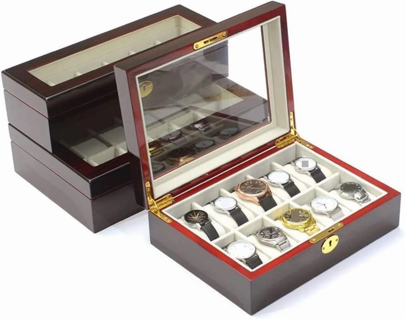 Watch Box Case Modern Creative Wood Organizer Display Holder Jewelry Clear Men(32.5 * 20.5 * 9cm)