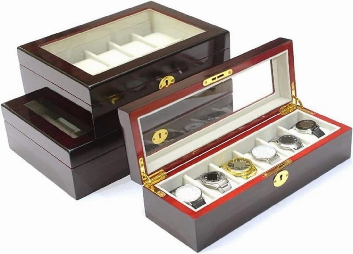 Watch Box Case Modern Creative Wood Organizer Display Holder Jewelry Clear Men(32.5 * 20.5 * 9cm)