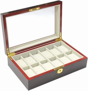 Watch Box Watch Case Watch Display Modern Creative Wood Watch Box Organizer Display Case Holder Jewelry Showcase With Clear Top Metal Lock Watch Organizer For Men(32.5 * 20.5 * 9cm)