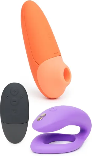 We-Vibe Sync O Purple Remote Control C-Shaped Couples Vibrator & Romp Switch X Pleasure Air Clitoris Sucker - Couples Sex Toys Bundle