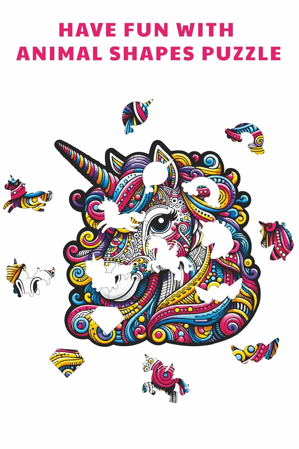 Webby Majestic Unicorn Jigsaw Puzzle | Travel Game | Zentangle Art Design Wooden Puzzle Toy for Kids and Adults (30 Pieces)