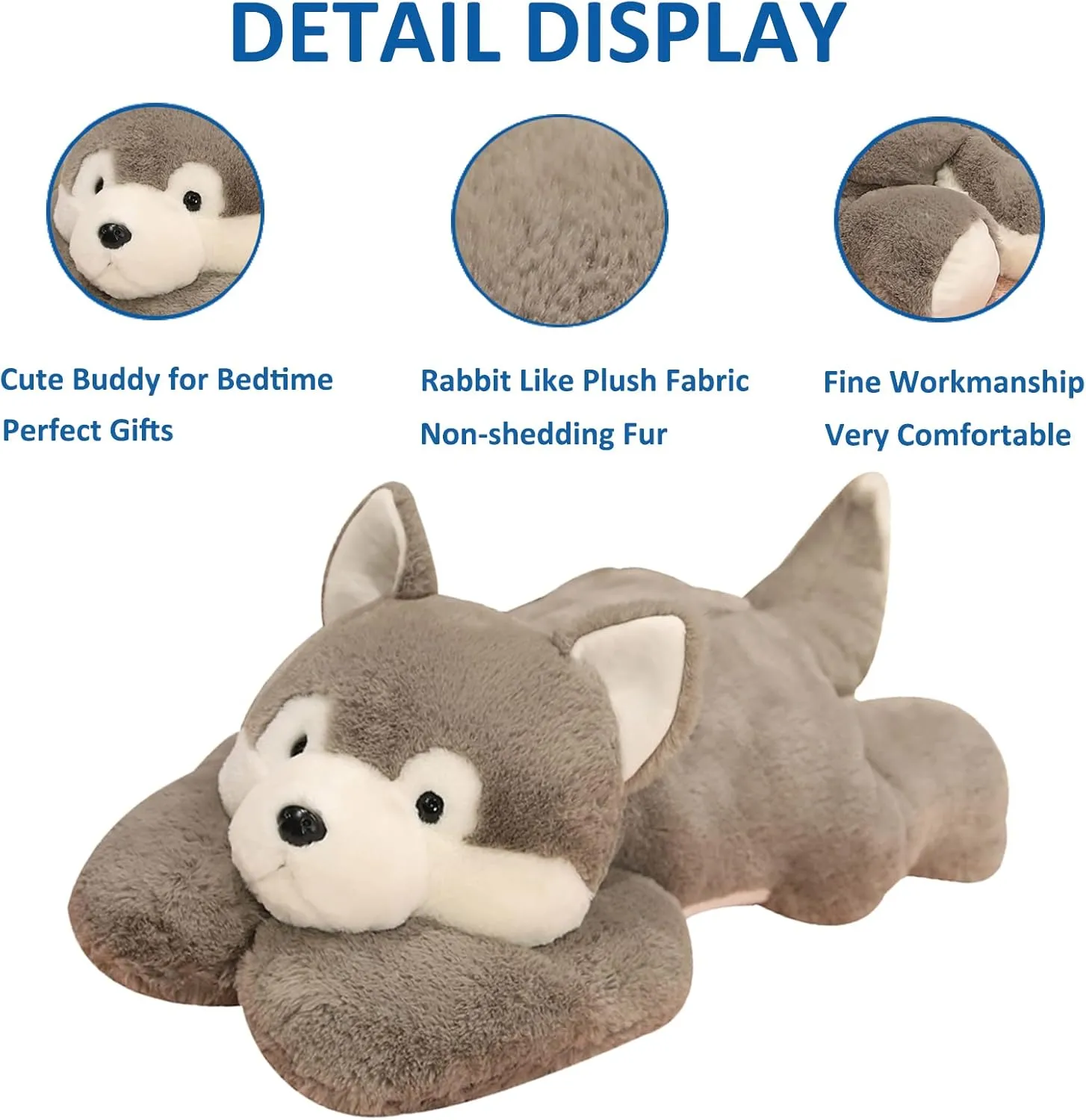 Weighted Stuffed Animals, 29.5in 6.2lbs Weighted Husky Stuffed Animal Toy Cute Husky Plush Pillow for Adults Boys Girls