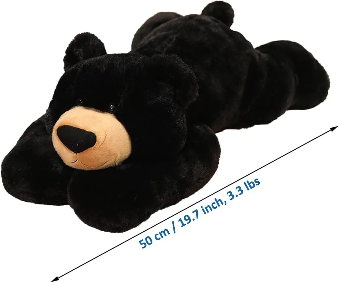 Weighted Stuffed Animals, 3.3 lbs Weighted Bear Stuffed Animal Toy Black Bear Plush Throw Pillow Gifts for Boys Girls, 19.6 inch