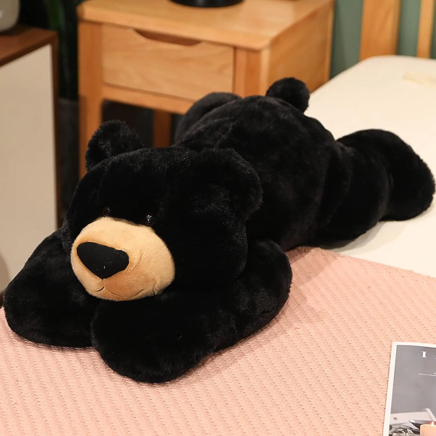 Weighted Stuffed Animals, 3.3 lbs Weighted Bear Stuffed Animal Toy Black Bear Plush Throw Pillow Gifts for Boys Girls, 19.6 inch