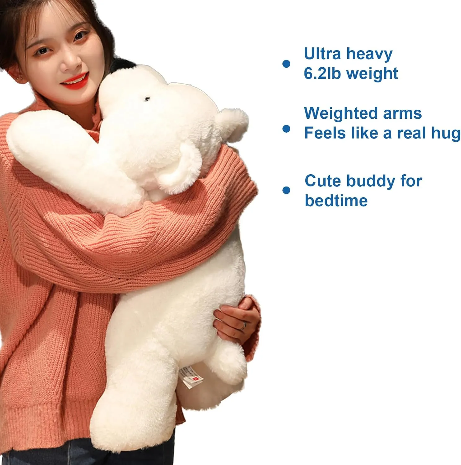 Weighted Stuffed Animals, 3.3 lbs Weighted Polar Bear Stuffed Animal Toy White Bear Plush Animals Throw Pillow Gifts for Boys Girls, 19.6 inch