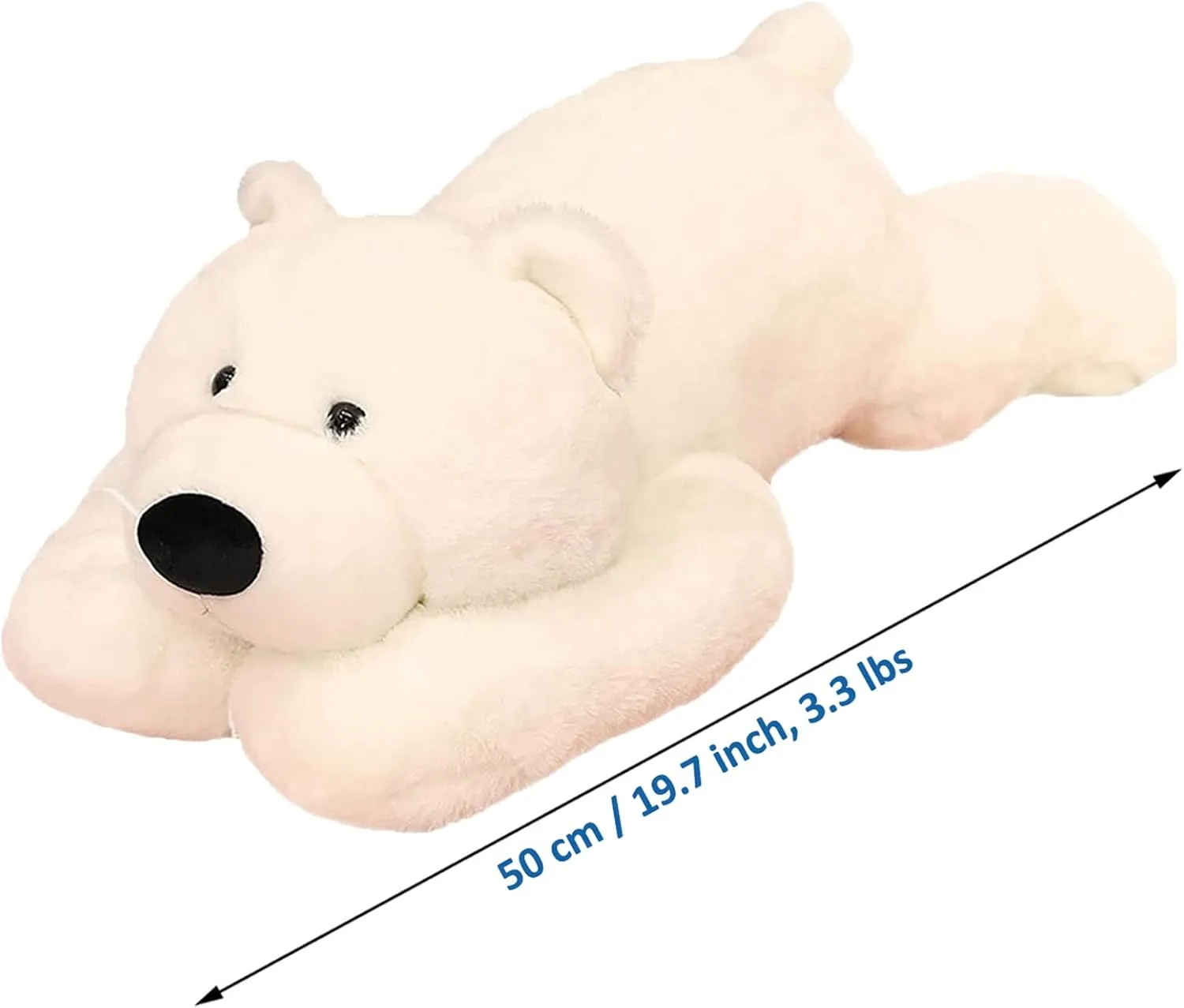 Weighted Stuffed Animals, 3.3 lbs Weighted Polar Bear Stuffed Animal Toy White Bear Plush Animals Throw Pillow Gifts for Boys Girls, 19.6 inch