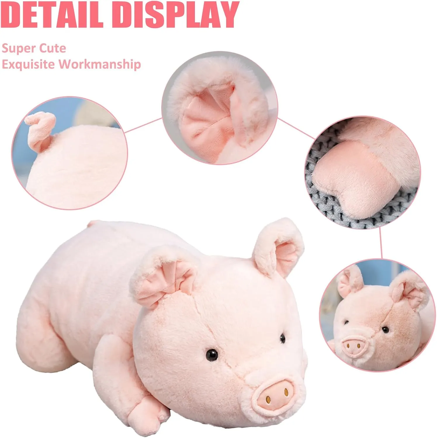 Weighted Stuffed Animals, 5lbs Weighted Pig Stuffed Animal Pink Pig Plush Animals Hugging Pillow Toy for Kids and Adults, 25.2 inch