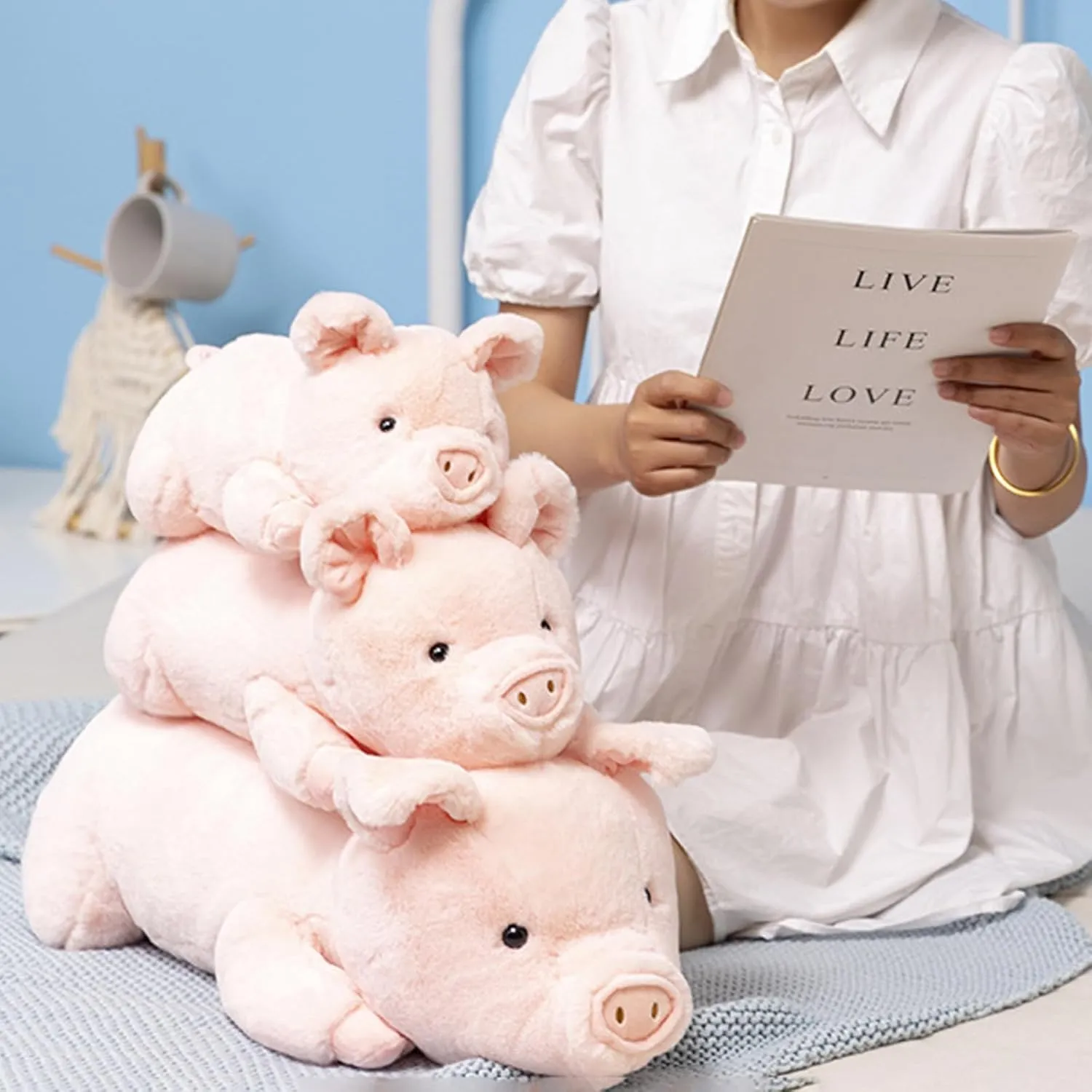 Weighted Stuffed Animals, 5lbs Weighted Pig Stuffed Animal Pink Pig Plush Animals Hugging Pillow Toy for Kids and Adults, 25.2 inch