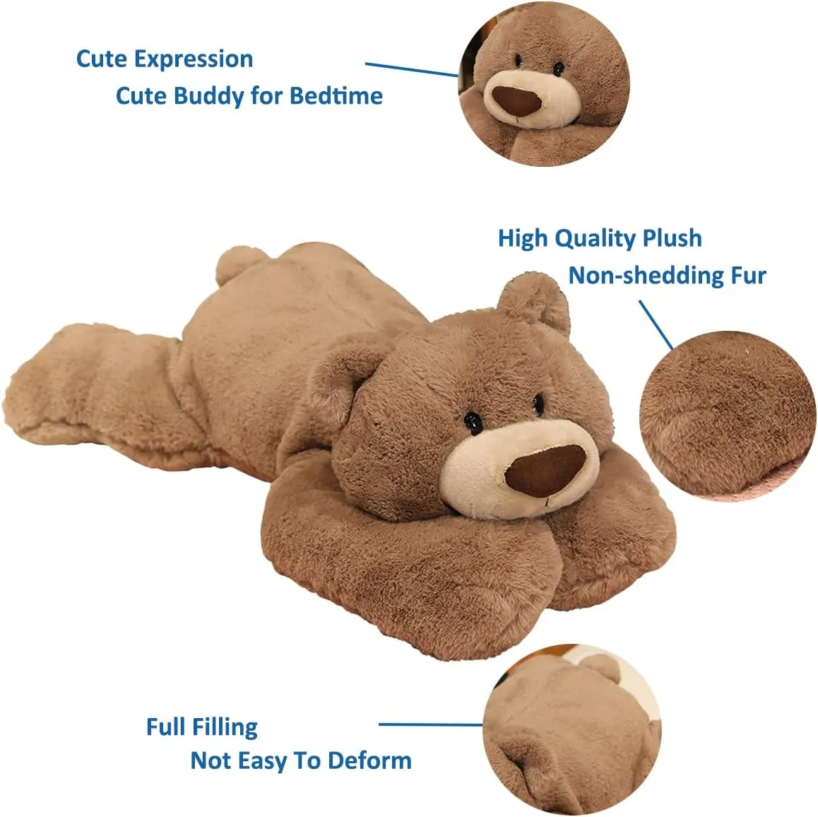 Weighted Stuffed Animals, 6.2 lbs Weighted Bear Stuffed Animal Toy Brown Bear Weighted Plush Animals Throw Pillow Gifts for Boys Girls, 29.5 inch