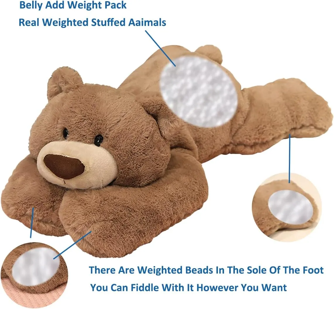 Weighted Stuffed Animals, 6.2 lbs Weighted Bear Stuffed Animal Toy Brown Bear Weighted Plush Animals Throw Pillow Gifts for Boys Girls, 29.5 inch