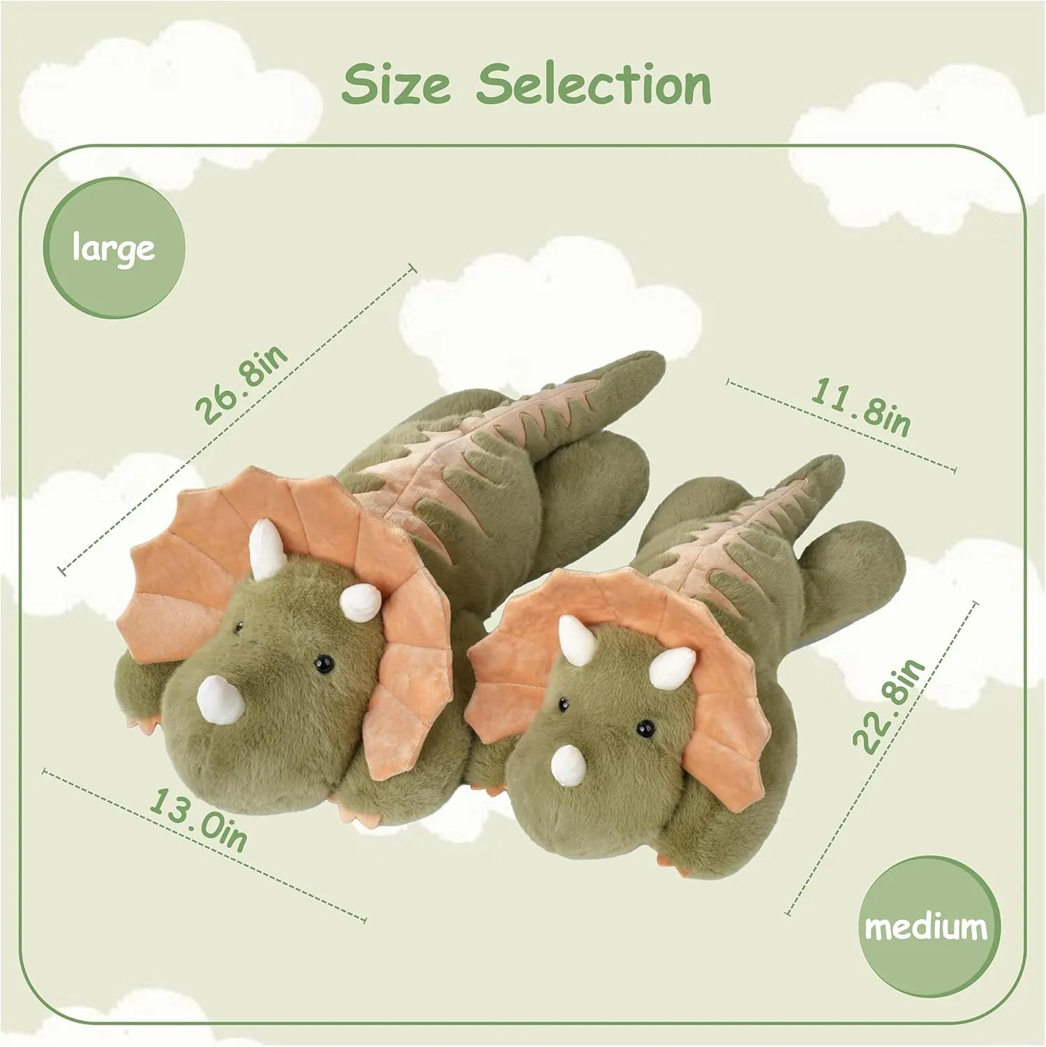 Weighted Stuffed Animals Dinosaur - 22.8" Cute Toy Pillow Plushie Gifts for Kids Boys Girls & Adults, 3 lbs Ultra-Soft Washable Green Dino Plush Pillowfort