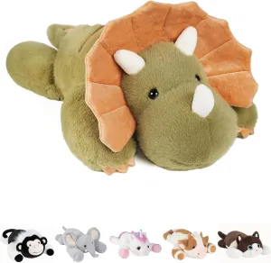 Weighted Stuffed Animals Dinosaur - 22.8" Cute Toy Pillow Plushie Gifts for Kids Boys Girls & Adults, 3 lbs Ultra-Soft Washable Green Dino Plush Pillowfort