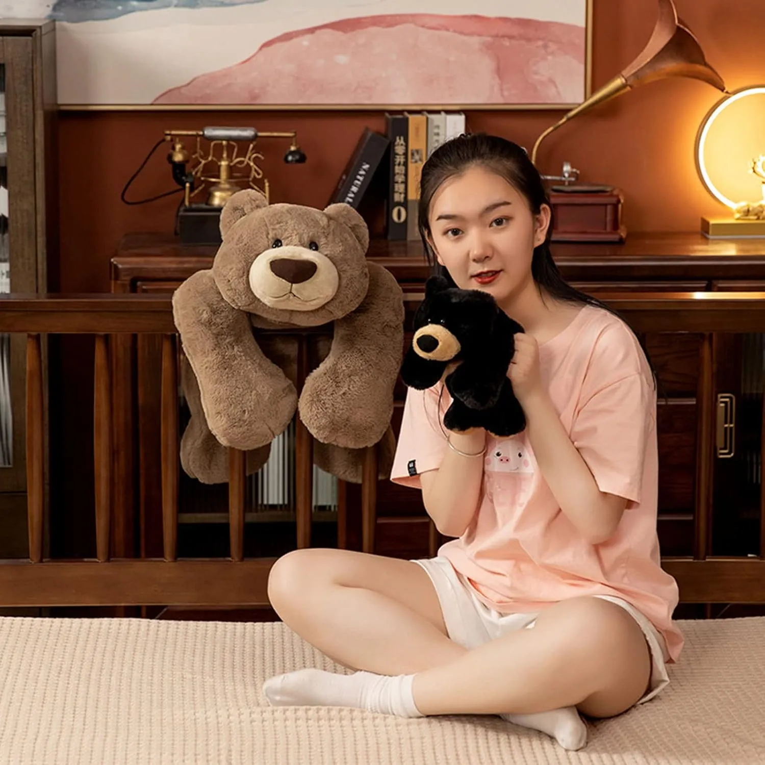 Weighted Stuffed Animals, Weighted Bear Stuffed Animal Toy Cute Black Bear Plush Pillow for Adults Boys Girls, 11.8in