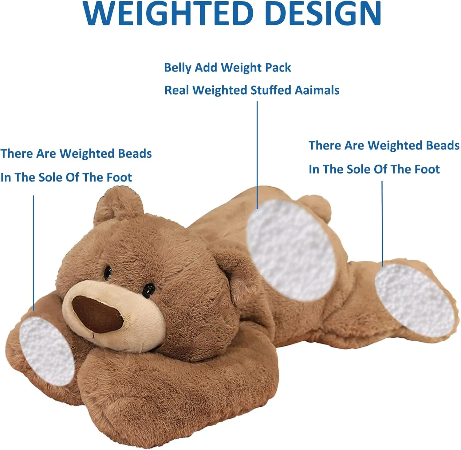 Weighted Stuffed Animals, Weighted Bear Stuffed Animal Toy Cute Brown Bear Plush Pillow for Adults Boys Girls, 11.8in