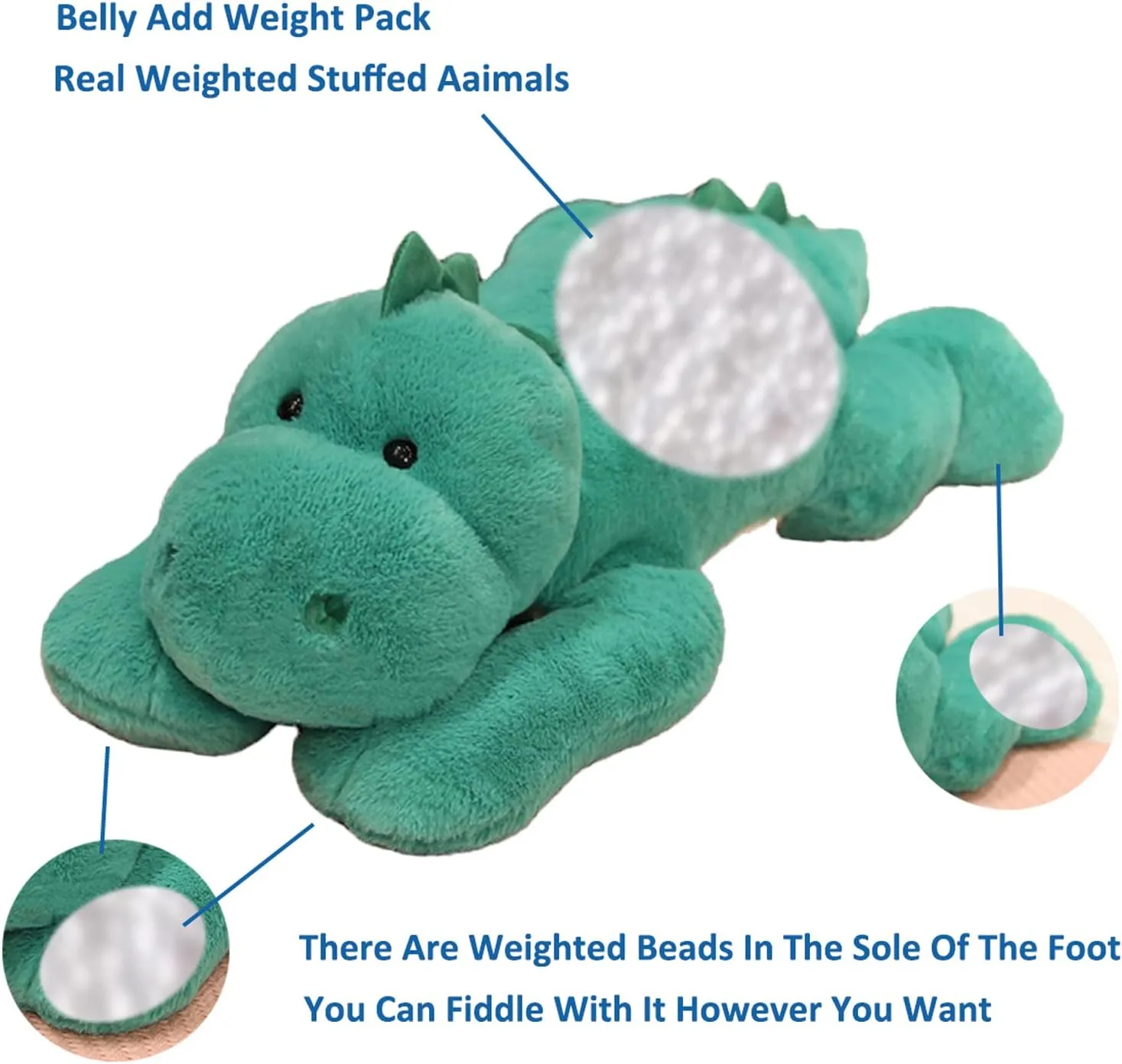 Weighted Stuffed Animals, Weighted Dinosaur Stuffed Animal Toy Dinosaur Weighted Plush Animals Throw Pillow Gifts for Boys Girls, 11.8 inch