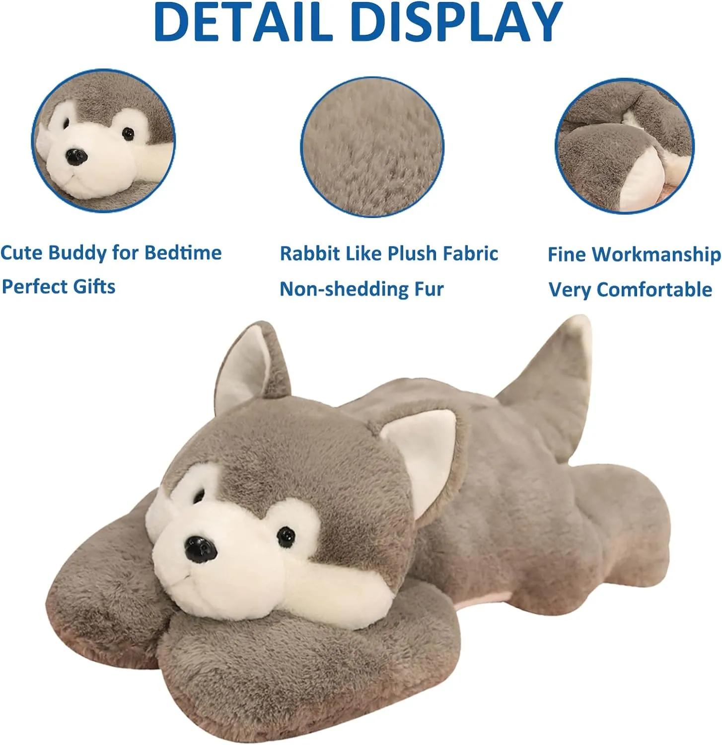 Weighted Stuffed Animals, Weighted Husky Stuffed Animal Toy Cute Husky Plush Pillow for Adults Boys Girls, 11.8in