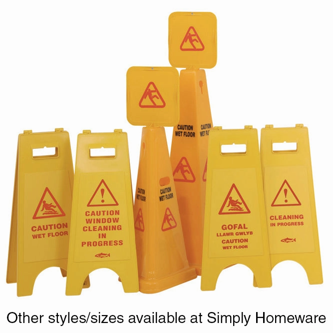 Wet Floor Cone Caution Safety Sign Yellow Hazard Slippery Cleaning Warning 117cm