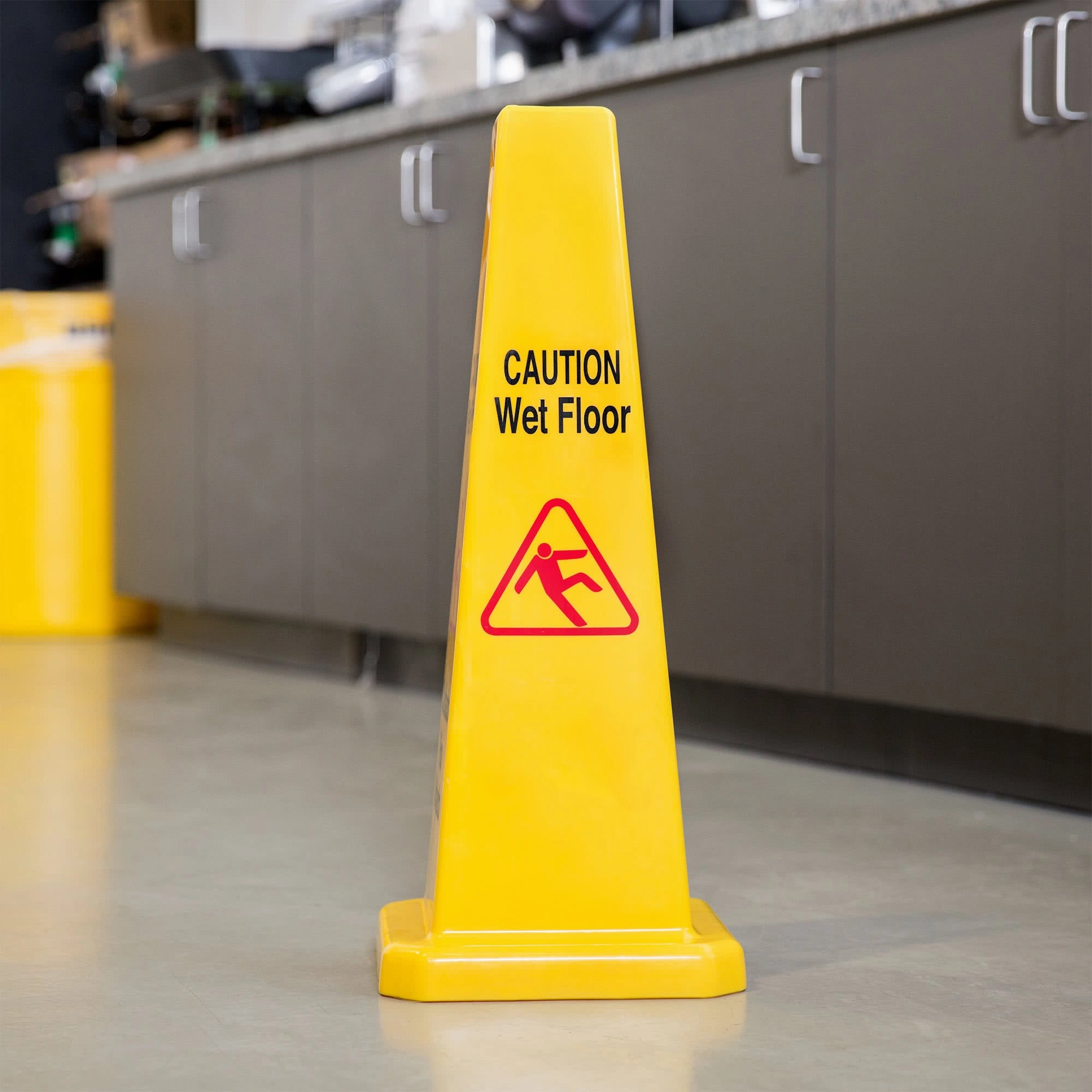 Wet Floor Cone Caution Safety Sign Yellow Hazard Slippery Cleaning Warning 117cm