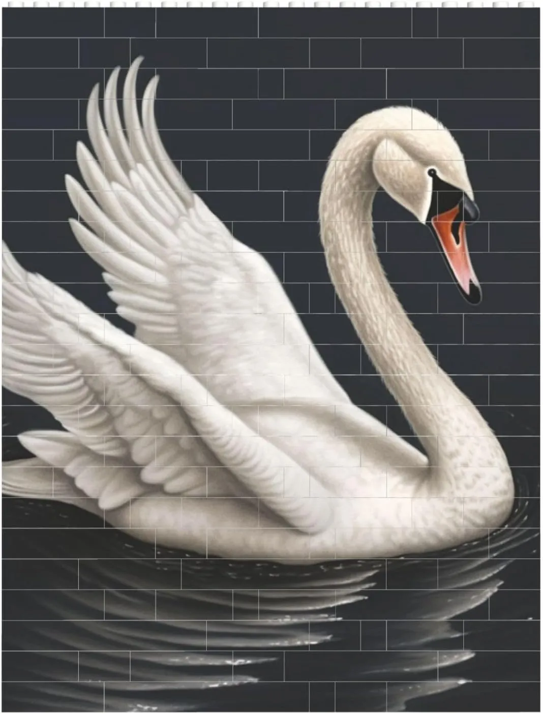White Swan Building Block Puzzle Personalized Building Bricks For Adults Square Shaped Block Puzzle Building Family Keepsake Diy Brick Block Puzzles Valentine'S Day Gifts For Home Decor Brick Puzzle