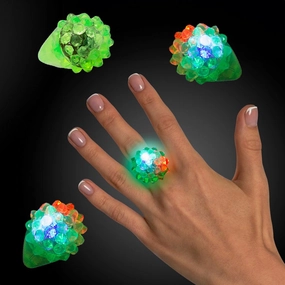 Wholesale Green Light Up Jelly Bumpy Rings 1.5" (24 PACK)