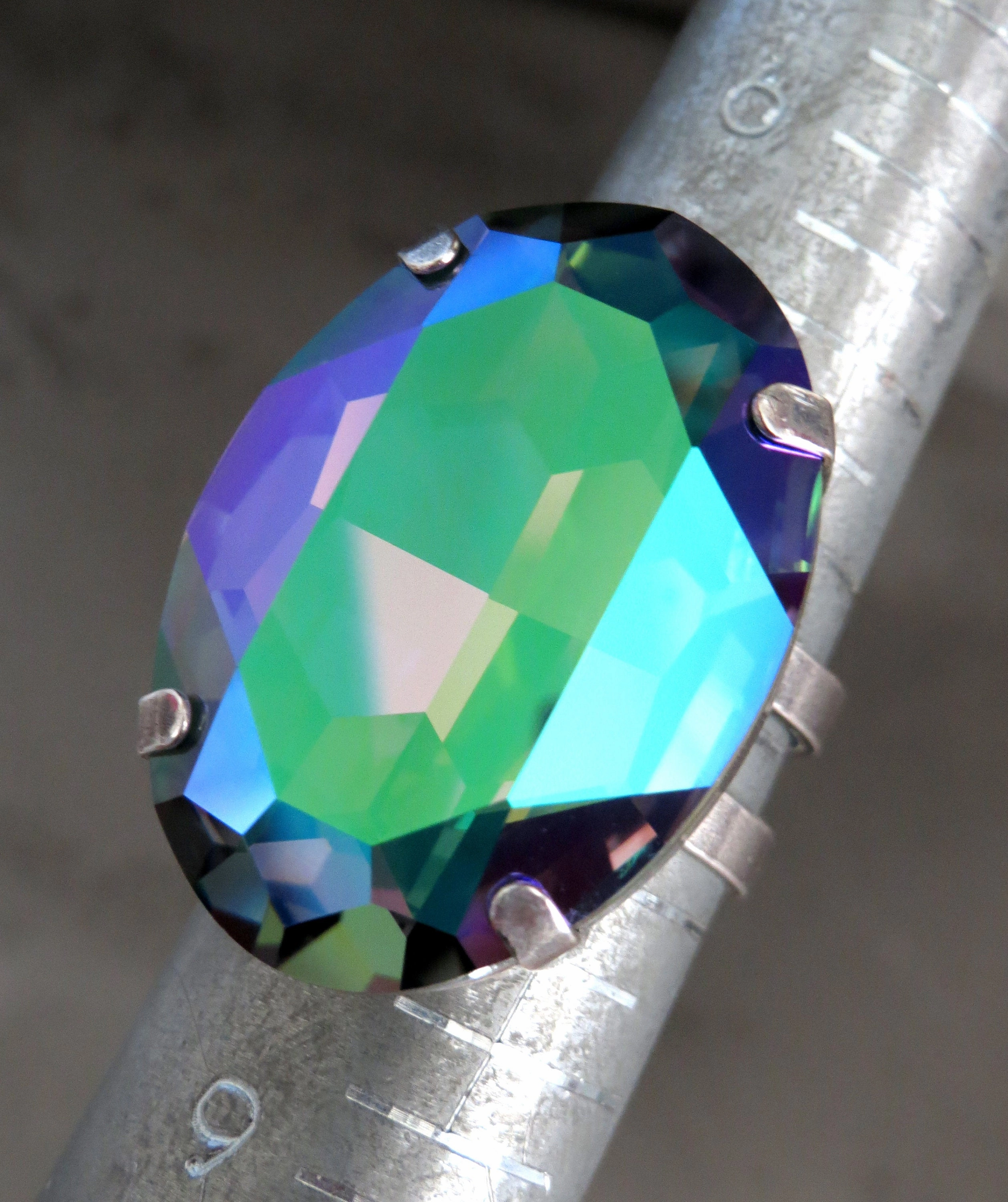 WICKED B*TCH - Oval Crystal Ring with Green, Purple, Aqua