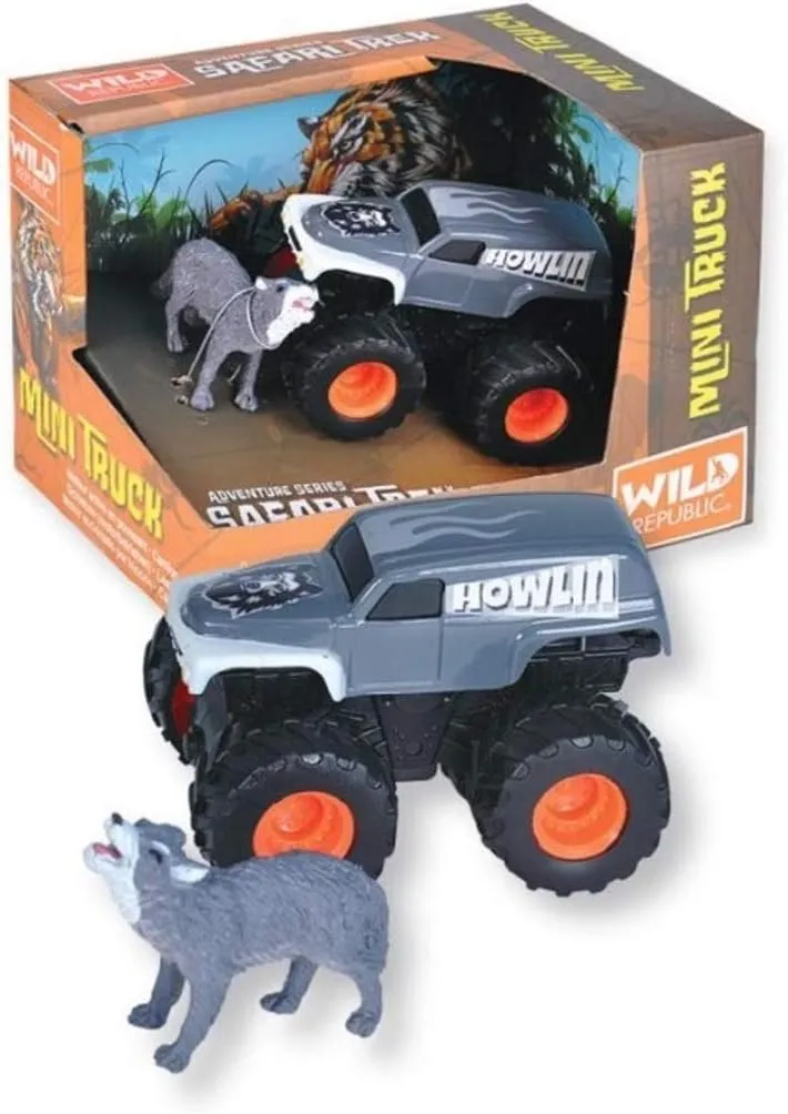 Wild Republic Wolf and Truck, Adventure Gifts for Kids, Imaginative Play Toy, 4"