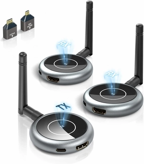 Wireless HDMI Transmitter and 2 Receivers, Plug and Play Multiple Tvs, 50M/165FT 5G/2.4G 1080P@ 60HZ HDMI Wirless Extender, PC, Laptop, Camera, Cable Box, Monitors, Projectors(1TX 2RXs)