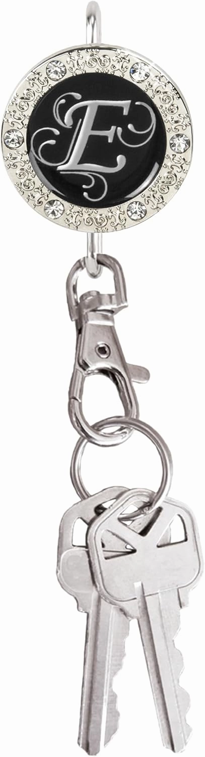 Women’s Bag Charm Key Finder, Car Keychain Hook, Cute Purse Organizer & Tote Bag Accessories, Gifts for Mom - Monogram Letter