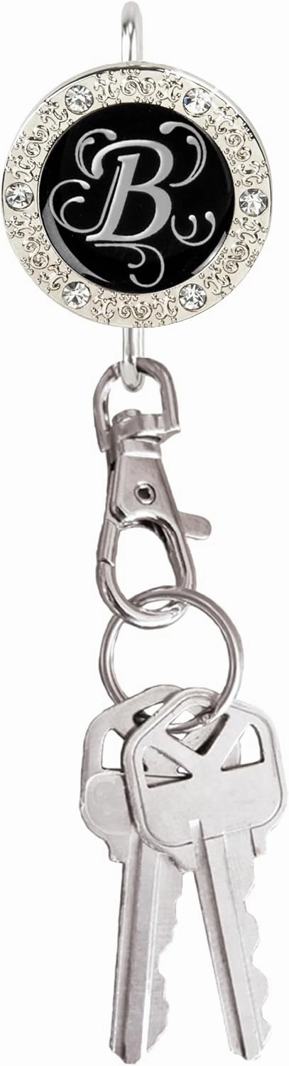 Women’s Bag Charm Key Finder, Car Keychain Hook, Cute Purse Organizer & Tote Bag Accessories, Gifts for Mom - Monogram Letter