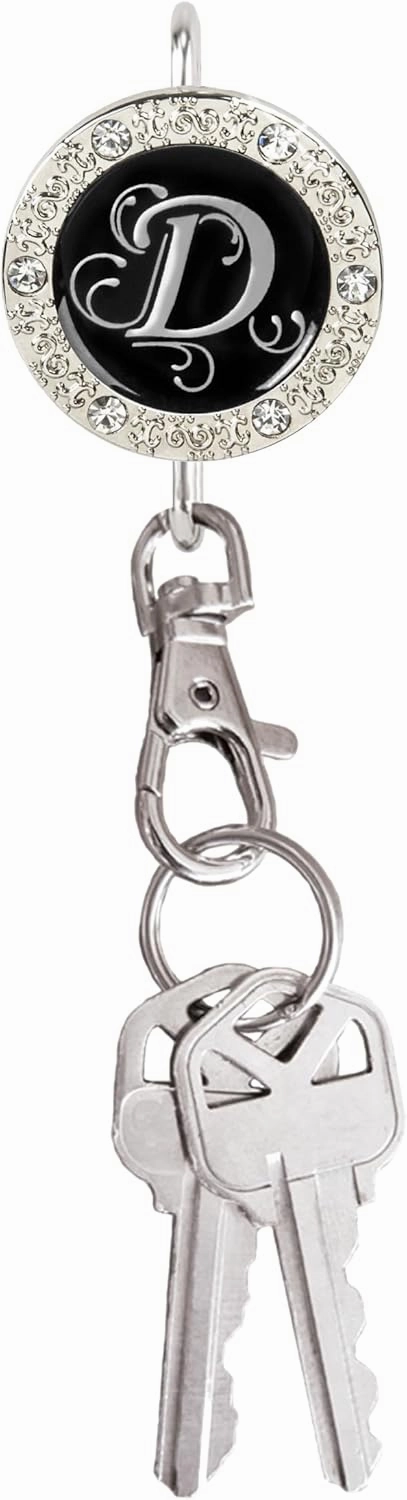 Women’s Bag Charm Key Finder, Car Keychain Hook, Cute Purse Organizer & Tote Bag Accessories, Gifts for Mom - Monogram Letter