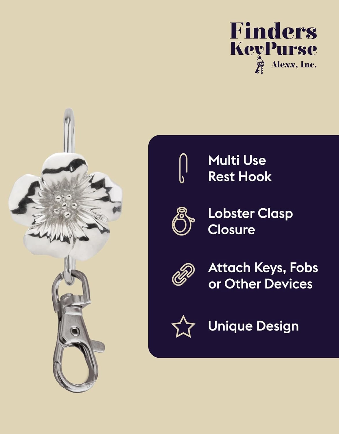 Women’s Bag Charm Key Finder, Car Keychain Hook, Cute Purse Organizer & Tote Bag Accessories, Gifts for Mom - Original