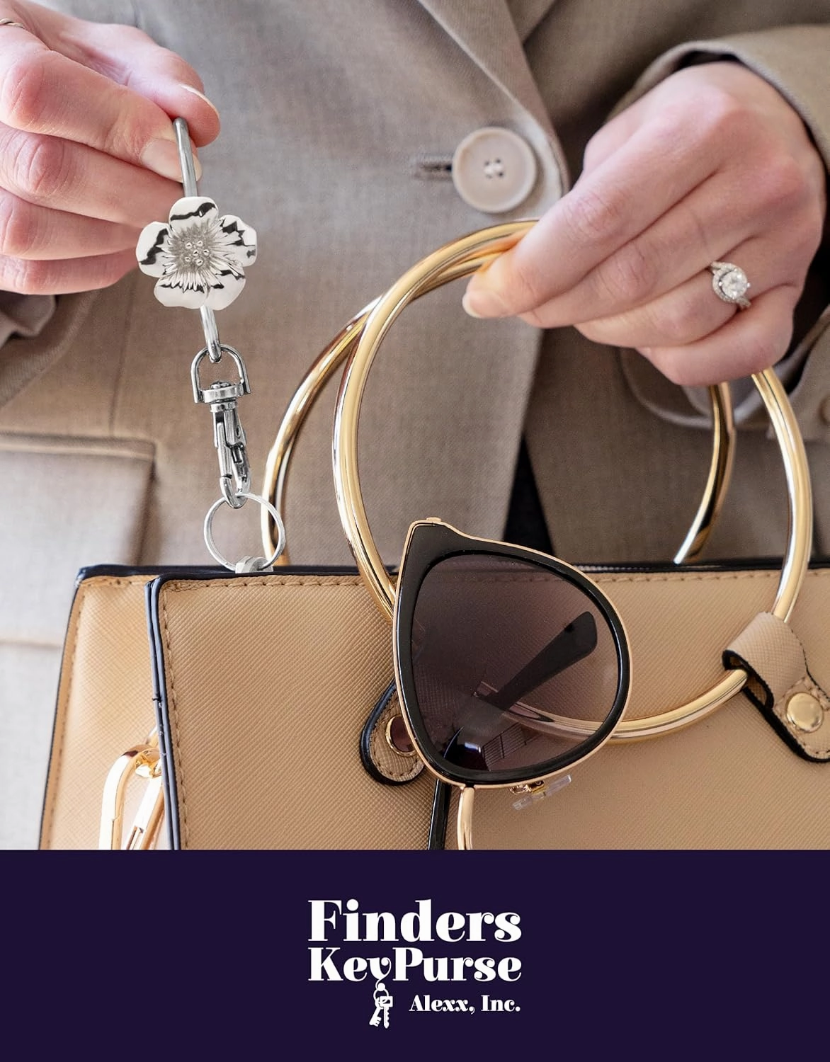 Women’s Bag Charm Key Finder, Car Keychain Hook, Cute Purse Organizer & Tote Bag Accessories, Gifts for Mom - Original