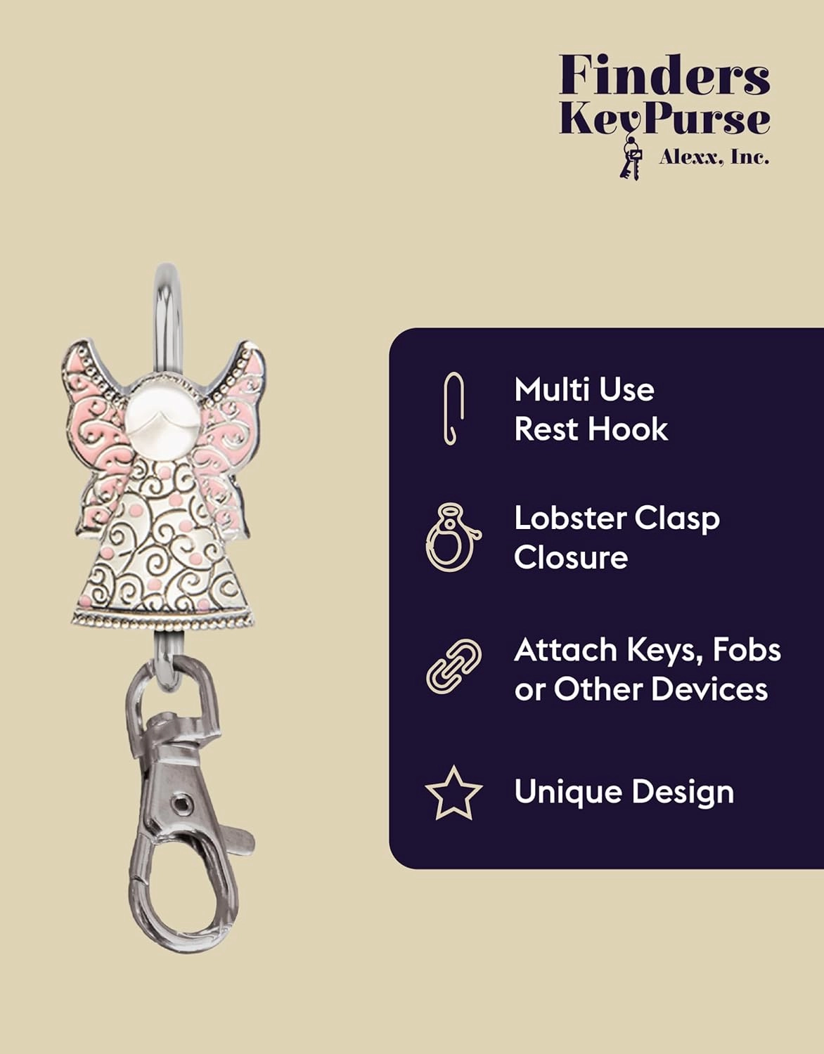 Women’s Bag Charm Key Finder, Car Keychain Hook, Cute Purse Organizer & Tote Bag Accessories, Gifts for Mom - Original