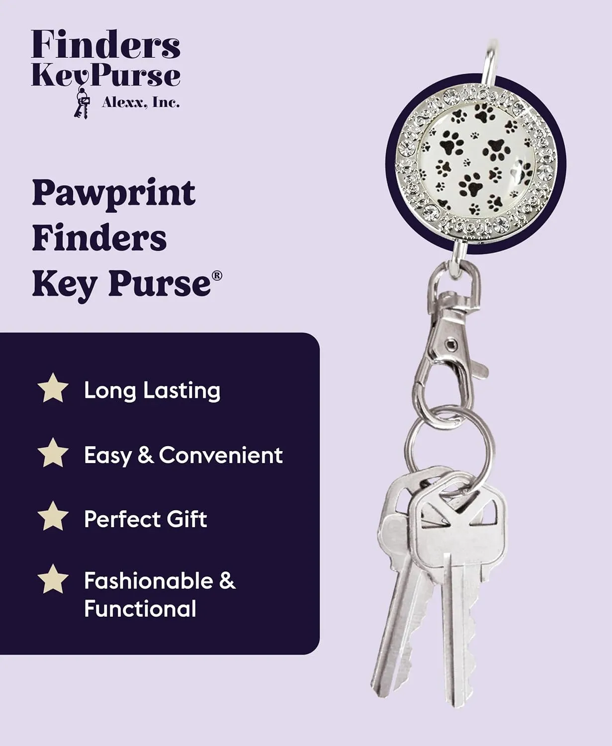 Women’s Bag Charm Key Finder, Car Keychain Hook, Cute Purse Organizer & Tote Bag Accessories, Gifts for Mom - Bling