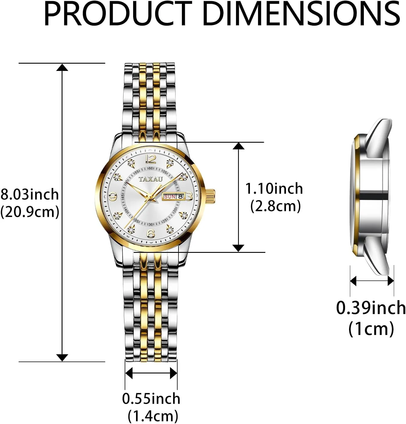 Womens Watch Fashion Dress Waterproof Silver Watches for Women Casual Easy Read Quartz Analog Women's Watch Two Tone Stainless Steel Ladies Watches with Day Date