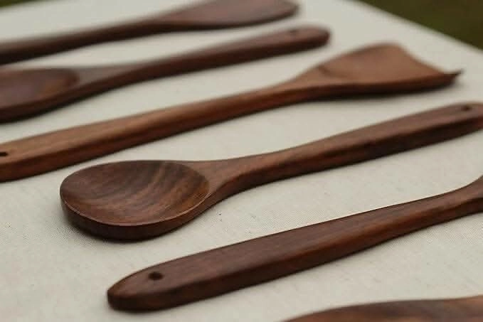 Wood Chop Sheesham Wood Serving Spoons Spatula for Non Stick Cookware (Set of 6)