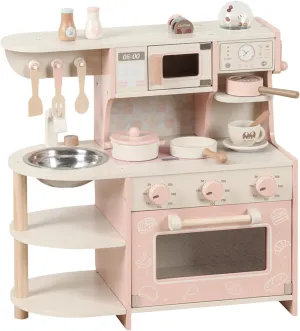 Wooden Play Kitchen for Kids, Pretend Kitchen Playset with Coffee Maker, Oven, Microwave, Cookware Accessories, Play Sink, Mini Toy Kitchen Set,Christmas Birthday Gift for Toddler Boys Girls
